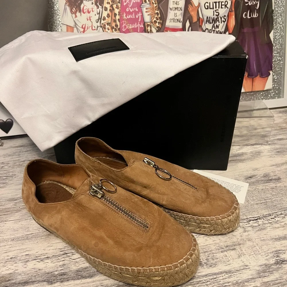 ALEXANDER WANG Devon nubuck zip front espadrille shoes
